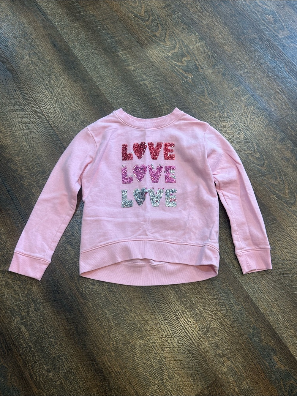 Cat & Jack Pink Sequin LOVE Pullover Sweatshirt